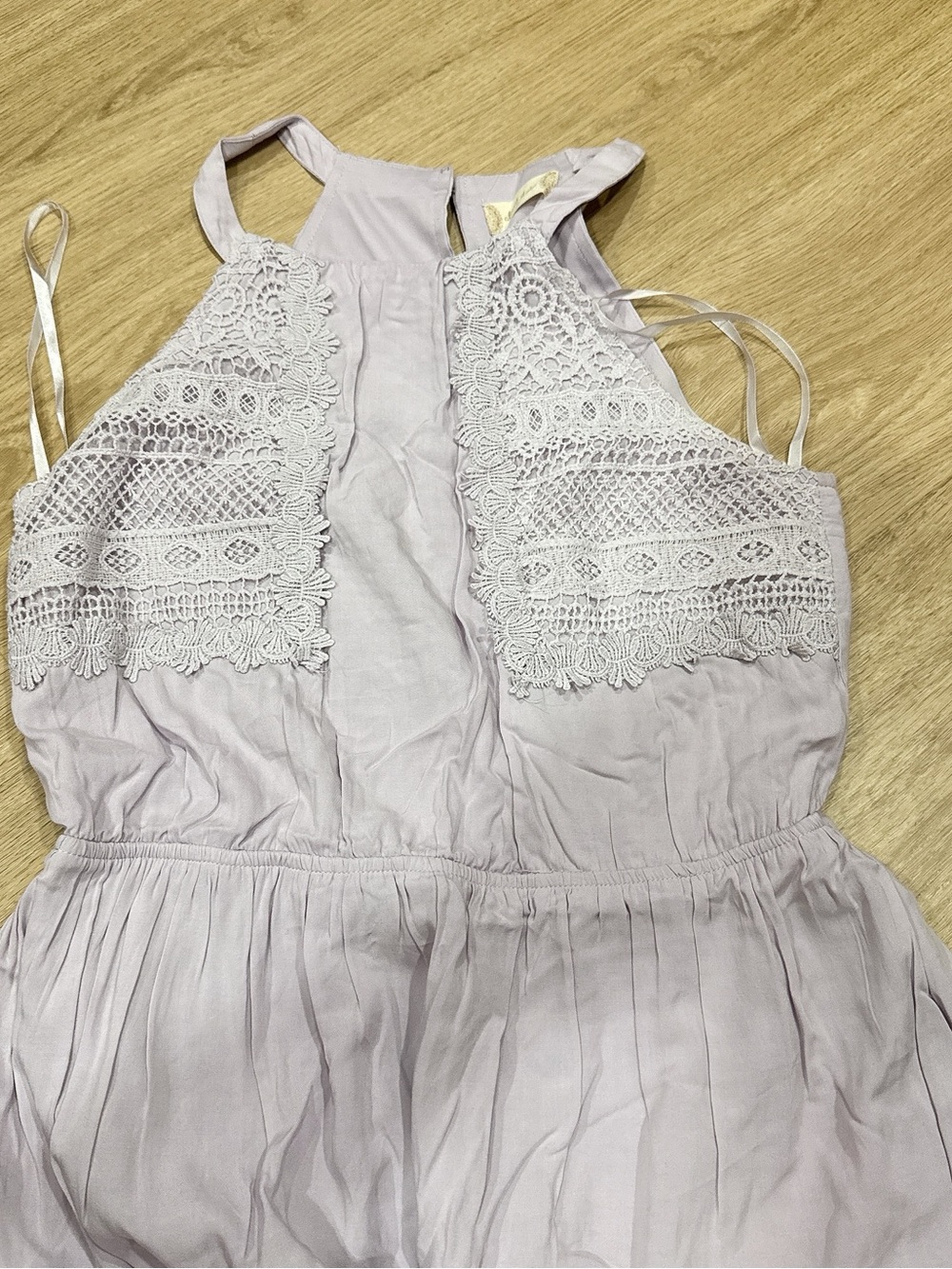Altar'd State Light Lavender Halter Maxi Dress with Lace Insets - Picture 3 of 4